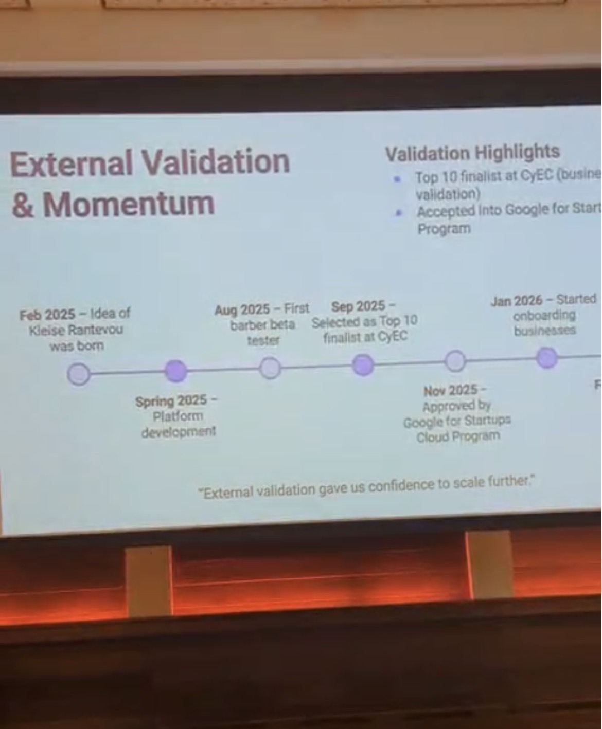 Kleise-Rantevou roadmap and validation slide